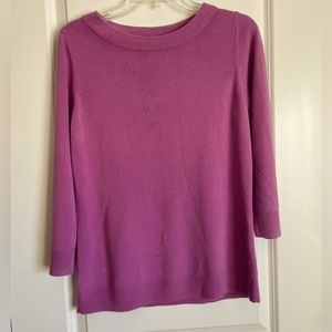 Craft & Barrow Light Fuchsia 3/4 Sleeve Sweater with Gold Buttons on Sleeves